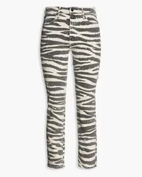 Mother Cropped zebra-print mid-rise straight-leg jeans - Animal print Animal