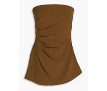 Strapless draped crepe top - Brown