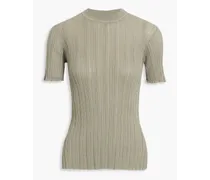 Ribbed cotton-blend top - Neutral