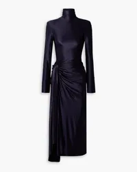 Victoria Beckham Asymmetric ruched satin-jersey turtleneck dress - Purple Purple