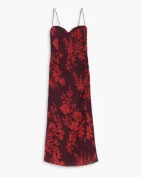 Reformation Kourtney floral-print georgette midi dress - Burgundy Burgundy