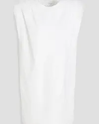 Area Feather-trimmed pleated jersey mini dress - White White