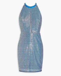 Aidan Mattox Sequined tulle mini dress - Blue Blue