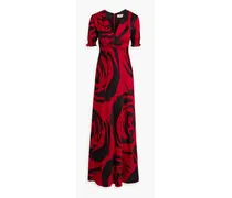 Walker printed satin-jacquard maxi dress - Red