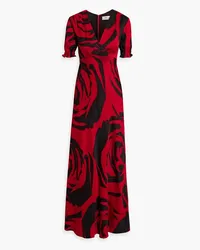 Diane von Furstenberg Walker printed satin-jacquard maxi dress - Red Red