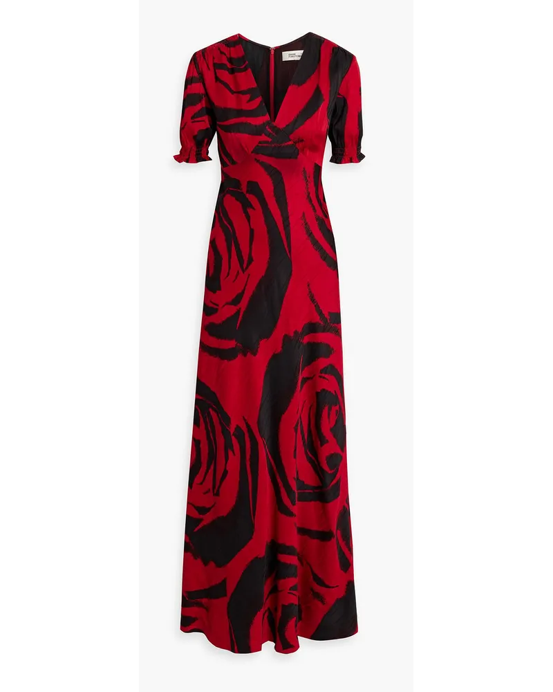 Diane von Furstenberg Walker printed satin-jacquard maxi dress - Red Red