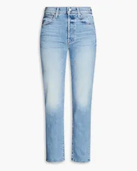 Mother Faded distressed high-rise slim-leg jeans - Blue Blue