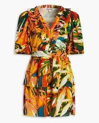 Walter Baker Alani ruffled floral-print cotton mini dress - Yellow Yellow