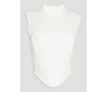 Cotton-jersey paneled ribbed jersey bustier top - White