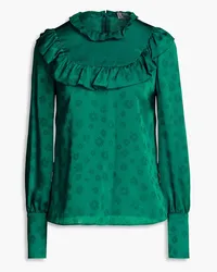 RED Valentino Ruffled jacquard blouse - Green Green