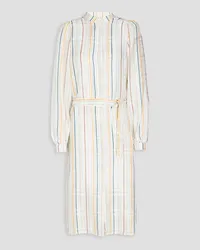 Stella Nova Tronja striped silk-blend jacquard shirt dress - White White