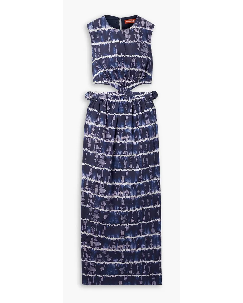 Altuzarra Ashima cutout tie-dyed cotton-blend poplin midi dress - Blue Blue