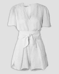 Stella McCartney Lila belted silk-blend cloqué playsuit - White White