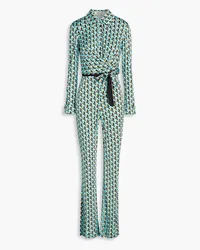 Diane von Furstenberg Michele printed jersey wide-leg jumpsuit - Blue Blue