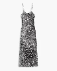 Rodarte Embellished printed silk-jacquard midi dress - Animal print Animal