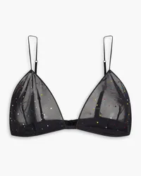 Oséree Gem crystal-embellished tulle triangle bra - Black Black