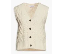 50s cable-knit wool vest - White