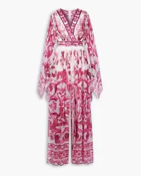 Dolce & Gabbana Majolica belted printed silk-chiffon jumpsuit - Pink Pink