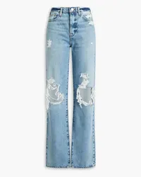 Frame Denim Le Jane distressed high-rise straight-leg jeans - Blue Blue