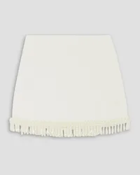 Pat Bo Beaded satin-jersey mini skirt - White White