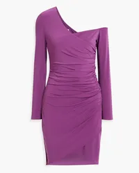 Halston Off-the-shoulder ruched jersey mini dress - Purple Purple