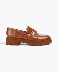 Gianvito Rossi Argo croc-effect leather loafers - Brown Brown