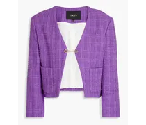 Cropped cotton-tweed jacket - Purple