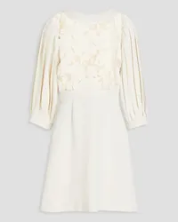 See by Chloé Broderie anglaise-paneled crepe mini dress - White White