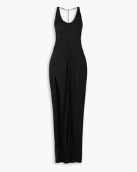 J.W.Anderson Open-back ruched satin-jersey halterneck maxi dress - Black Black