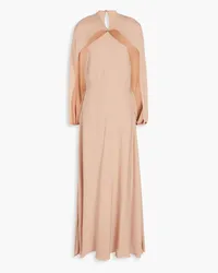 Valentino Garavani Cape-effect silk-crepe midi dress - Neutral Neutral