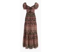 Alice Olivia - Andrea tiered cotton and silk-blend maxi dress - Pink