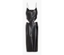 Cutout faux leather midi dress - Black