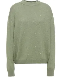 Brunello Cucinelli Embellished cashmere and wool-blend sweater - Green Green