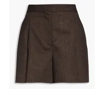 Pleated tweed shorts - Brown