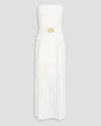 NICHOLAS Reagan strapless pleated crepe and georgette maxi dress - White White