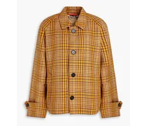 Checked wool-twill jacket - Yellow