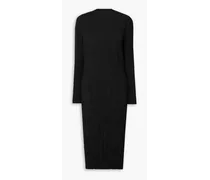 Striae plissé-crepe midi dress - Black