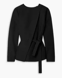 Co Belted wrap-effect crepe top - Black Black