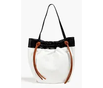 Ruched leather tote - White