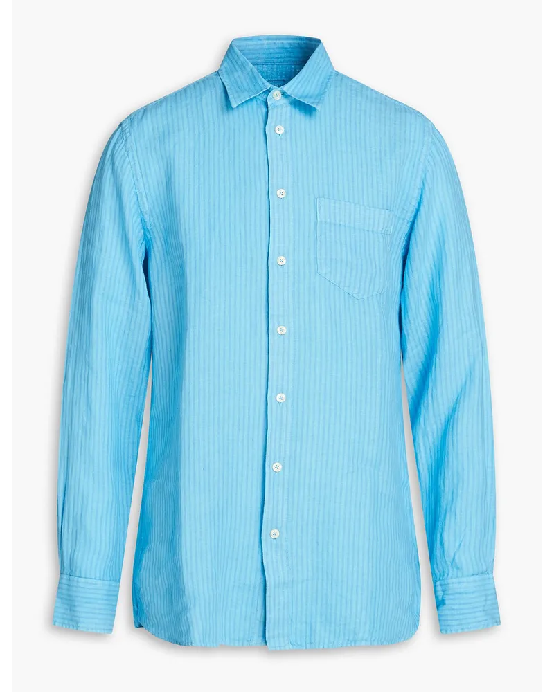 120% Lino Striped linen shirt - Blue Blue