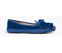 Bow-embellished velvet loafers - Blue