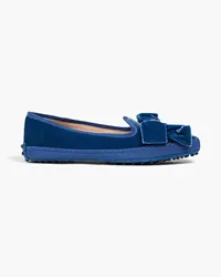 TOD'S Bow-embellished velvet loafers - Blue Blue