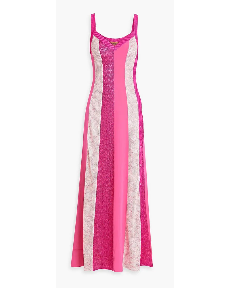 Missoni Metallic crochet-knit and crepe maxi dress - Pink Pink
