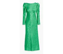 Alena silk-satin jacquard midi dress - Green