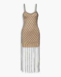 Alexander Wang Crystal-embellished macramé mini dress - Neutral Neutral