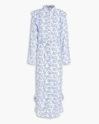 Melissa Odabash Freedom floral-print mousseline midi shirt dress - Blue Blue