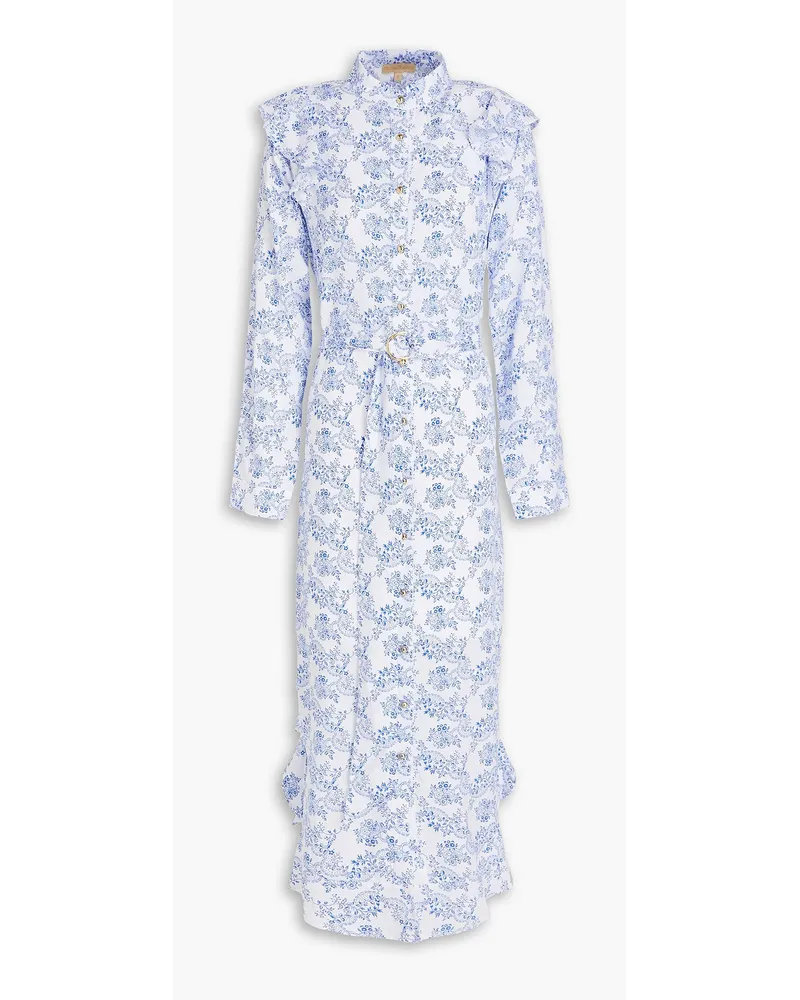 Melissa Odabash Freedom floral-print mousseline midi shirt dress - Blue Blue