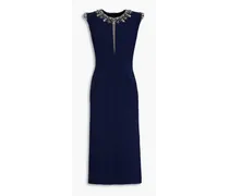 Embellished crepe midi dress - Blue
