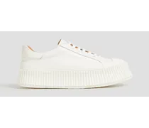 Leather platform sneakers - White