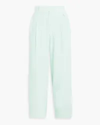 Equipment Saganne cropped pleated washed-silk culottes - Green Green